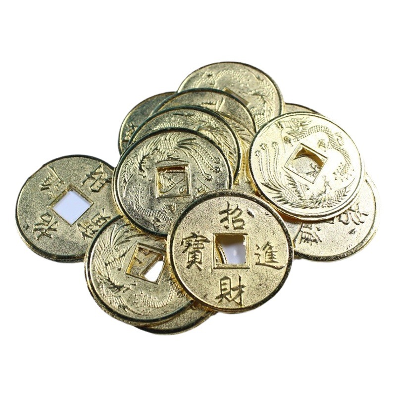 Fortune tree Crafts accessories copper coins/alloy copper coins 2.0cm Golden Lucky Dragon and Phoenix copper coins epoxy accessories