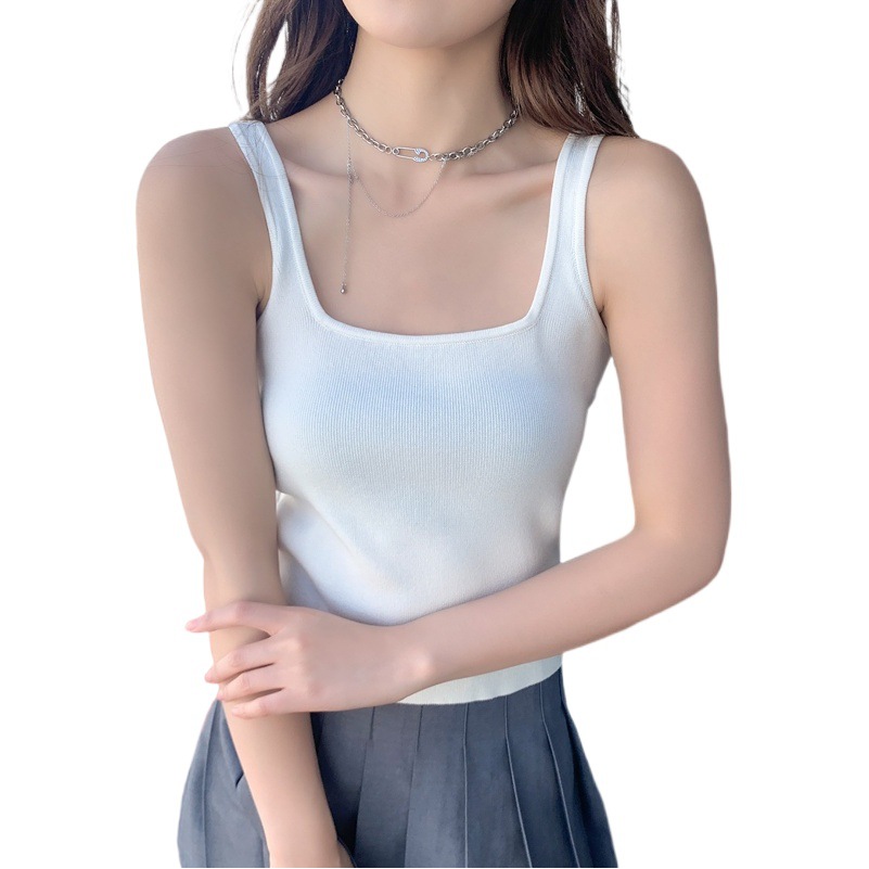White Spring and Summer New Style 2025 Women's Camisole with Knitted Knitwear Clothing Sexy Women's Tops Bottoming Shirt