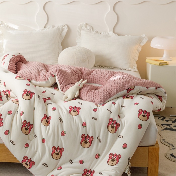 Picture of Bean Velvet Core Soybean Fiber Quilt Spring and Autumn Quilt Winter Student Dormitory Children Single Double Thickened Winter Quilt