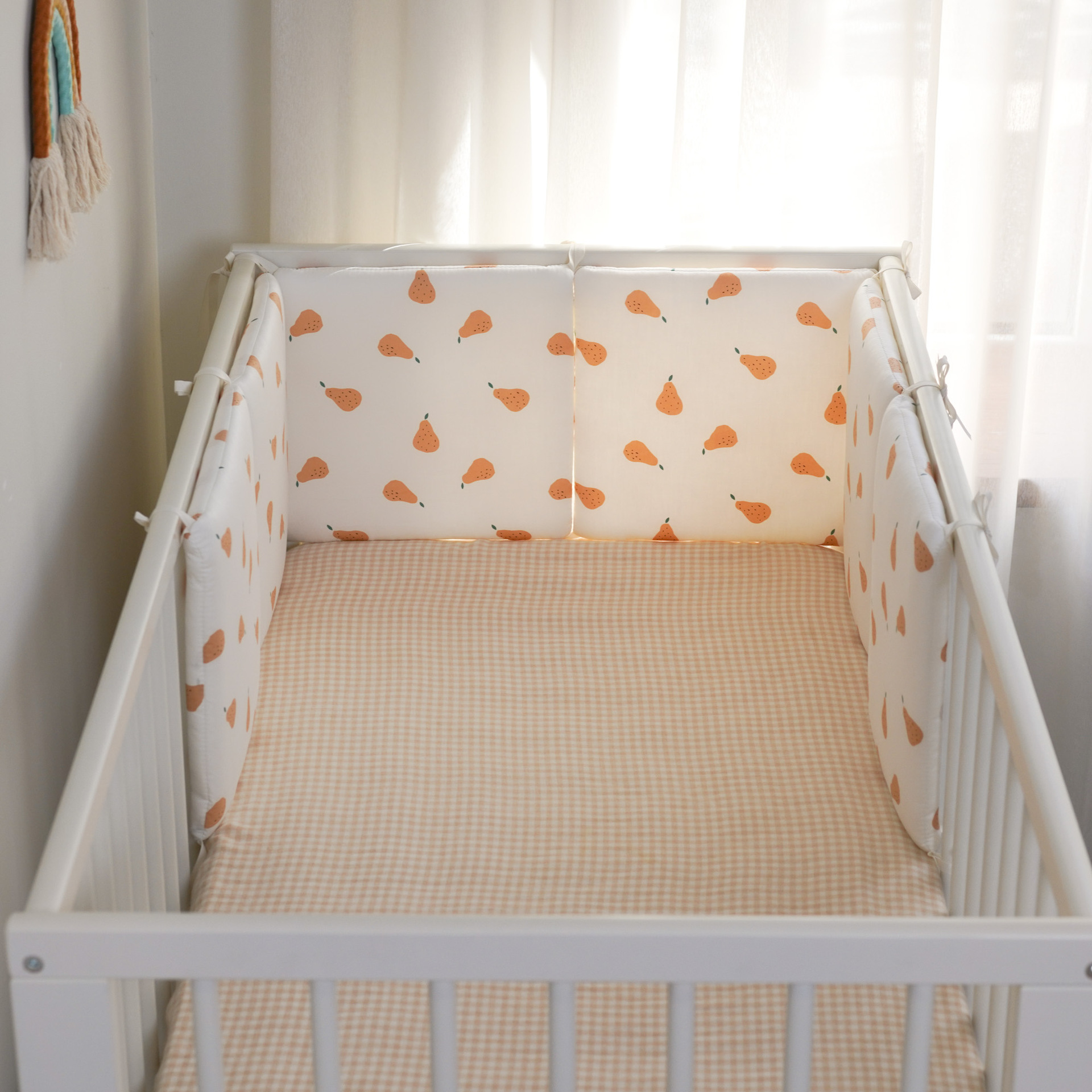Picture of Baby bed circumference newborn bedding set pure cotton satin fence small pear 30*30*6 whole piece washing