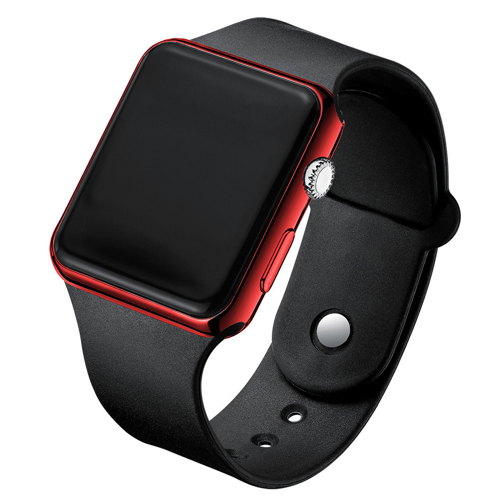 Picture of Fashionable and Simple Universal Square Led Black Watch Student Waterproof Luminous Electroplated Sunglasses Sports Digital Watch