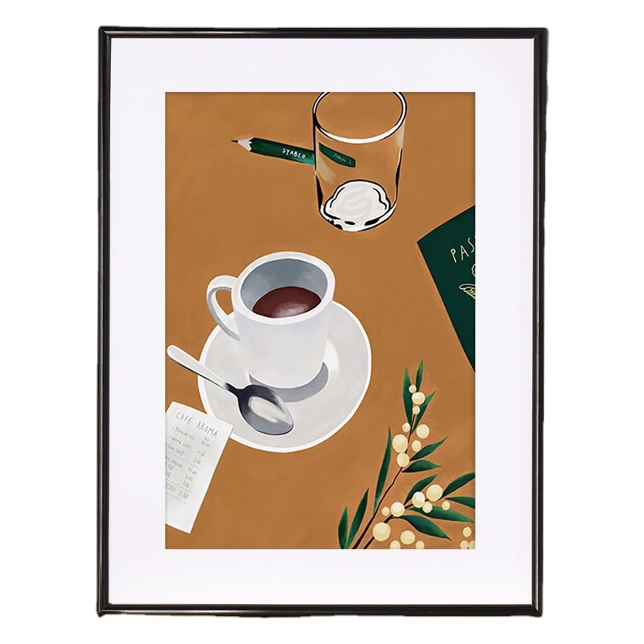 Simple Narrow Edge Photo Frame Arc Aluminum Alloy Decorative Picture Frame Mounted 30 36 32 "A1 A2 Large Size Picture Frame