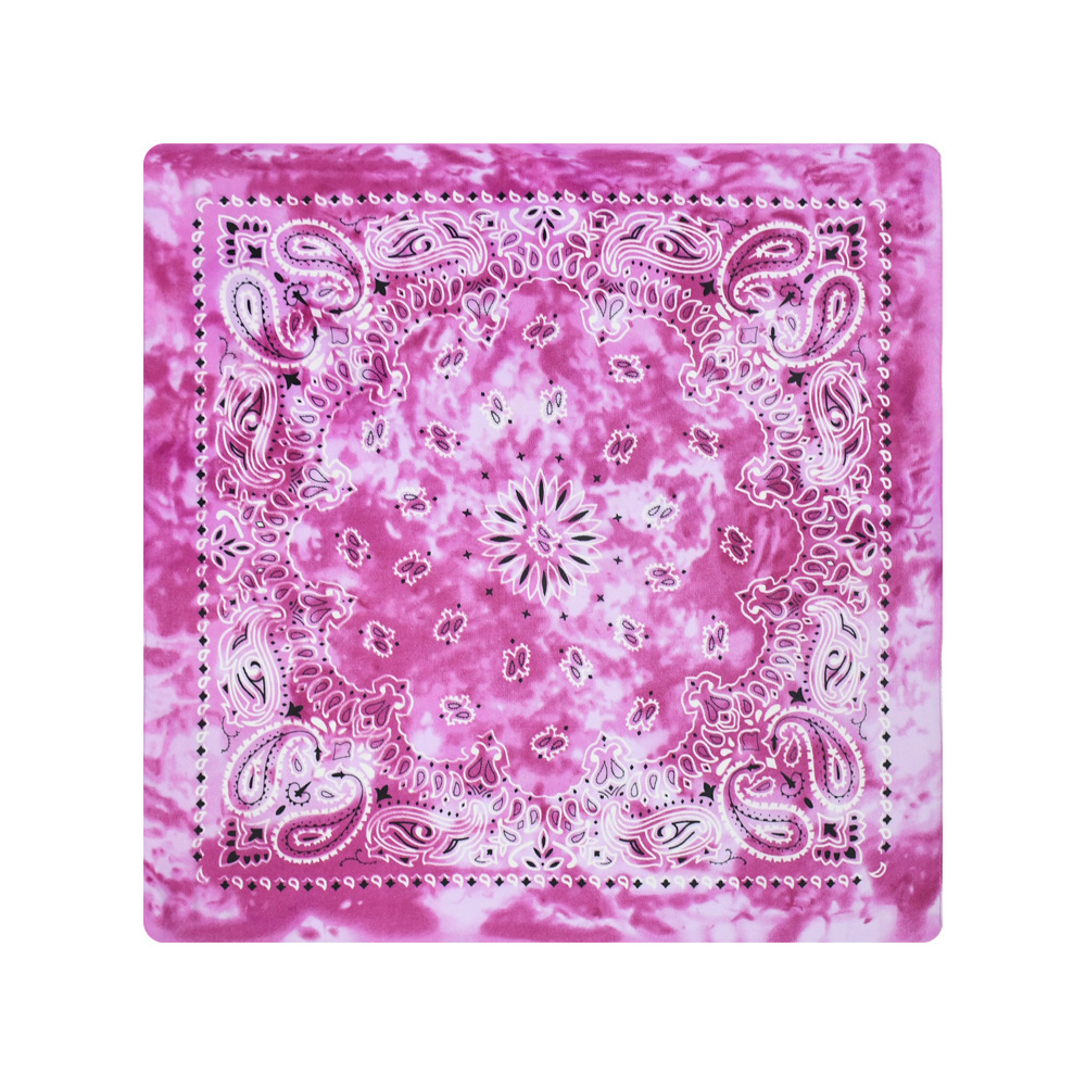 Picture of European and American cross-border all-match tie-dyed polyester melon seeds flower outdoor sports scarf ameikaji motorcycle all-match square scarf