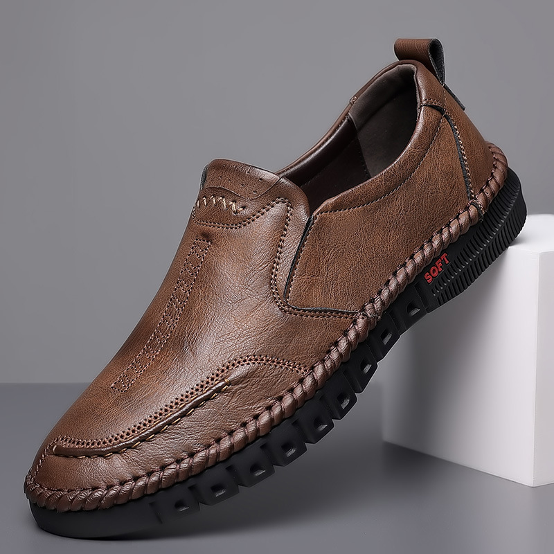Men's Shoes 2025 Spring New Trendy Shoes Men's Leather Shoes Soft Sole Middle-aged Dad Shoes All-match Casual Shoes Men's Leather Shoes