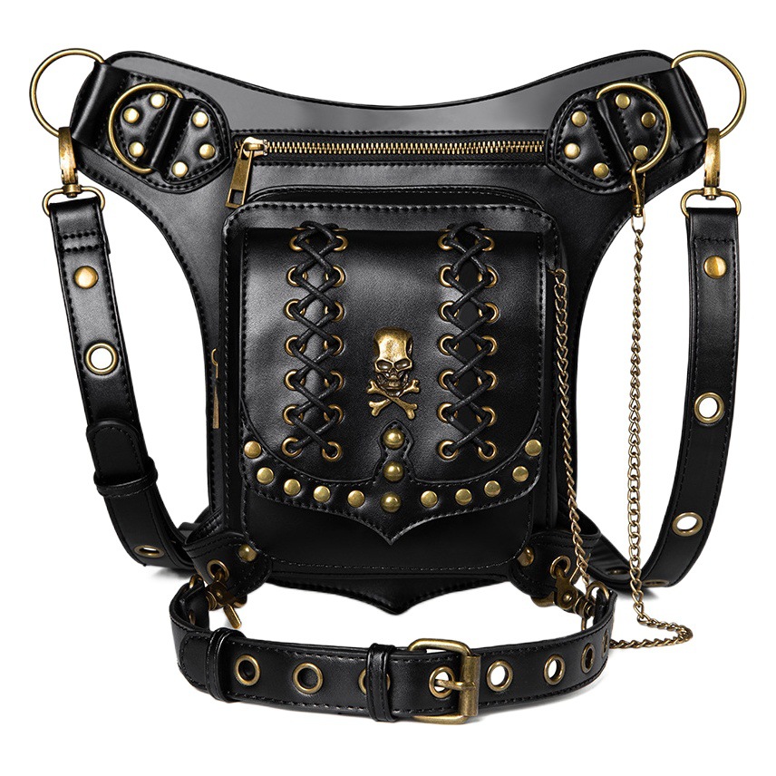 2022 New Bag Women's Cross-border European and American Punk Women's Crossbody Bag Halloween Outdoor Riding Motorcycle Waist Bag
