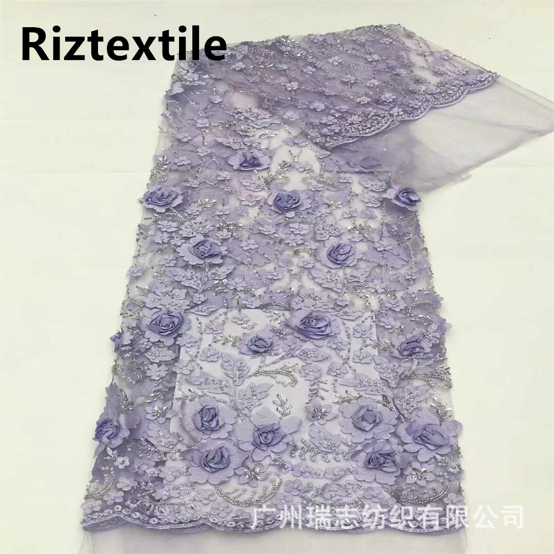 Middle East style laser three-dimensional flower embroidery wedding dress party dress dress accessories high sequin bead tube fabric