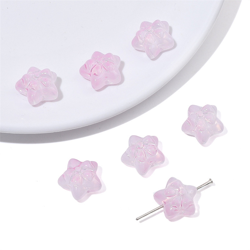 Picture of colored glass five-pointed star bow beads loose beads handmade diy three-dimensional jelly beaded bracelet jewelry accessories