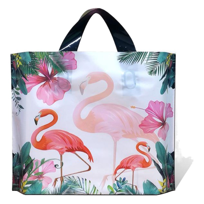 Small Fresh Flamingo Plastic Bag Women's Clothing Store Bag Wholesale Thickened Gift BagTote Bag Printing