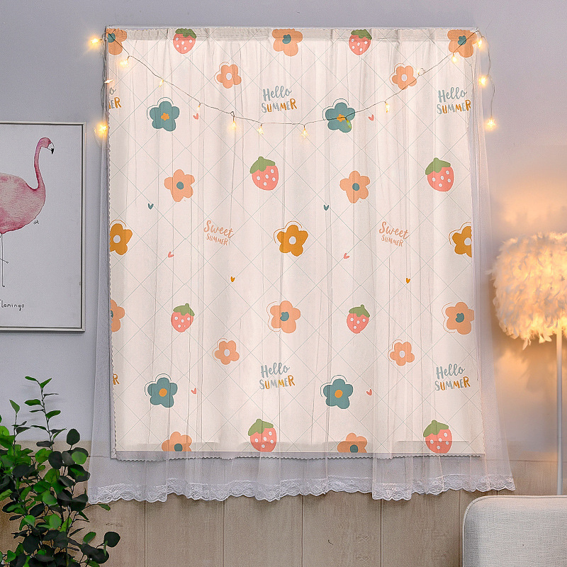 Picture of Double-layer strong shading curtain non-perforated living room bedroom finished curtain hotel bay window printed fabric curtain wholesale