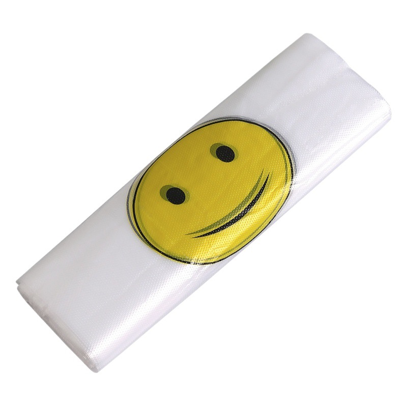 Smiling face bag portable vest bag supermarket breakfast plastic bag thickened disposable takeaway packing bag in stock wholesale
