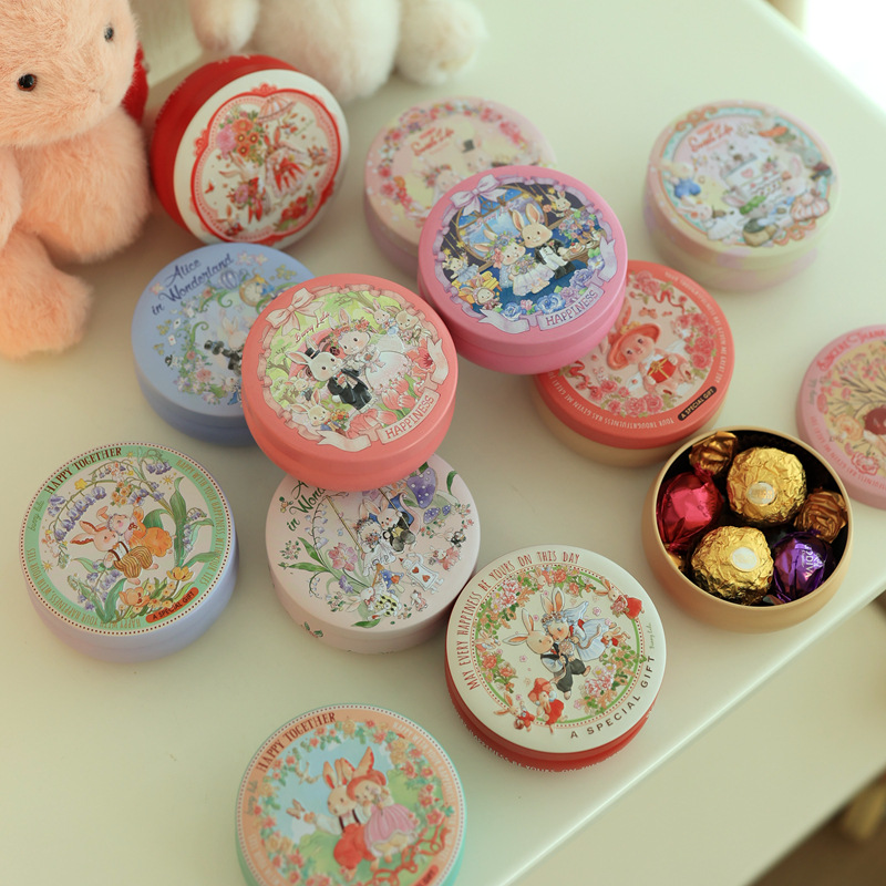small size drum jar candy box candy box gift tinplate box scented tea jar packaging box wedding knot candle jar