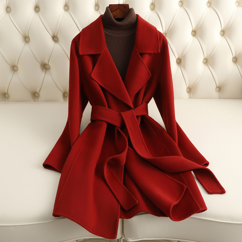Picture of 2025 New Autumn and Winter Small Double-Sided Cashmere Outwear Women's Mid-Length Slim Woolen Outwear Small Fragrance Wholesale
