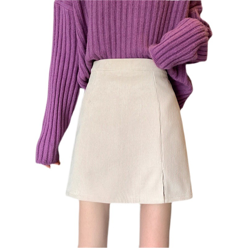 Corduroy skirt women's autumn and summer new fashion elegant m casual hip skirt high waist slimming A- line skirt