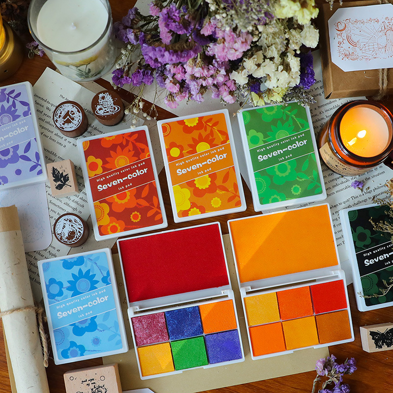Picture of Yuezhen Pearlescent Colorful Printing Pad Kindergarten Children's Finger Painting Color Printing Pad DIY Rubber Stamp Seal Printing Platform