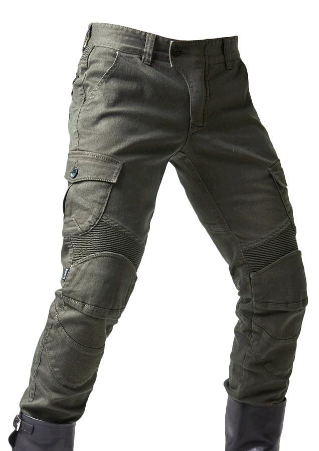 Picture of Genuine Cycling Pants Men's Summer Motorcycle Motorcycle Anti-fall Knight Equipment Four Seasons Elastic Cowboy Army Green Racing Pants