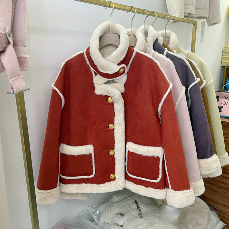 Picture of High-grade Chanel style faux lamb fur coat for women winter 2023 new fleece-lined thickened suede fur cotton-padded coat