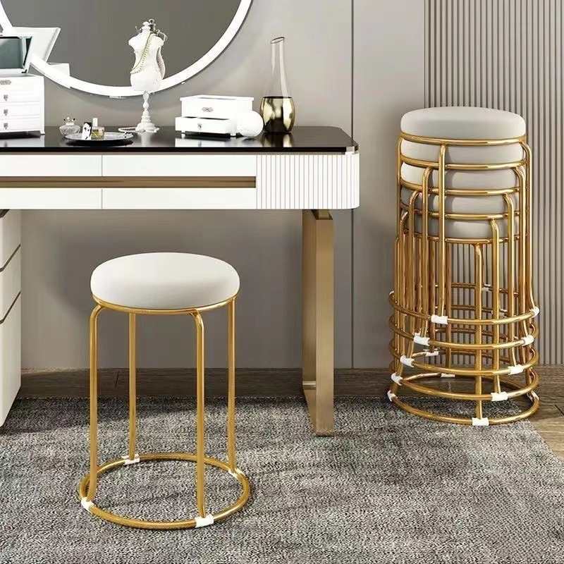 Light luxury stools, household chairs, stackable round stools, Internet celebrity dining table stools, modern and simple small round stools, round benches, low stools