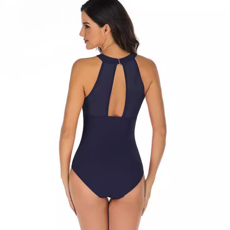 Picture of 2023 Export New Amazon Pure Color Sexy Backless Pure Color One-Piece Swimsuit European and American Ladies Halter Swimsuit