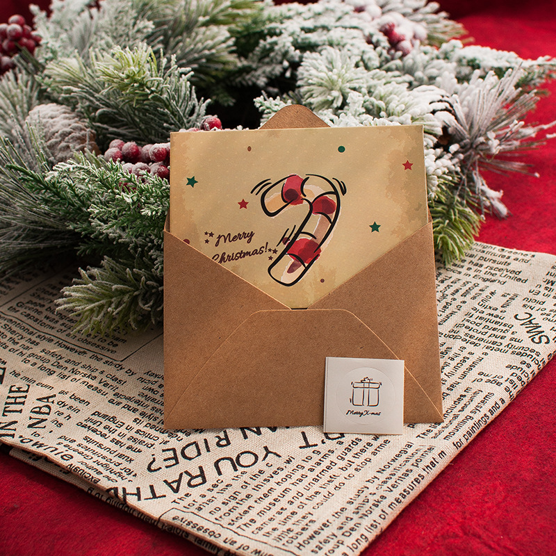 Picture of Senyu Leaf Vintage Christmas Greeting Card suit Blessing Business Confession Christmas Eve Holiday Simple Small Fresh Greeting Card