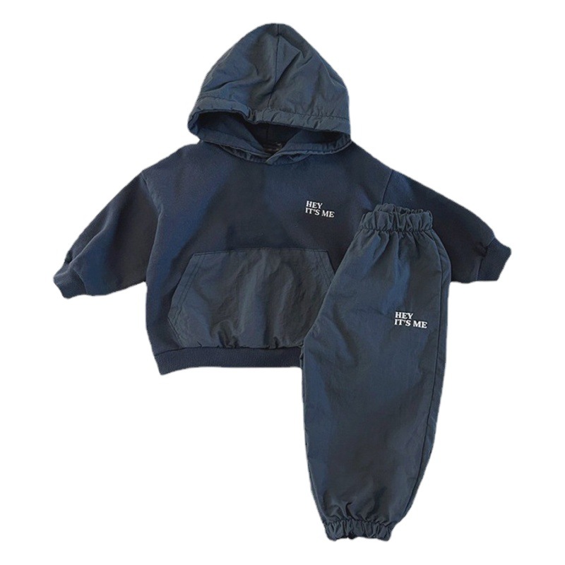 Korean Style Ins Boys and Girls Autumn and Winter New suit Fashionable Style Fashionable Hooded Sweat Pants Casual Two-Piece Set