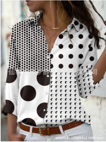 Picture of 2022 New Foreign Trade Women's AliExpress Spring Long Sleeve Shirt Fashion plus size Printed Top