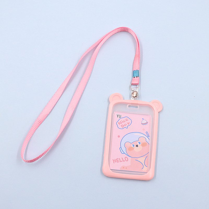 Picture of Campus Student Silicone Mickey Card Holder with Lanyard Bus Card Access Card Hanging Card Certificate Meal Card Factory Card Holder