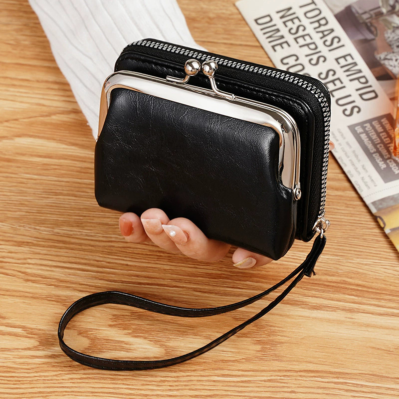 Picture of 2025 New Retro Style Clip Bag Personalized Mini Multi-Compartment Card Slot Card Bag Coin Bag Hand-Held Small Bag