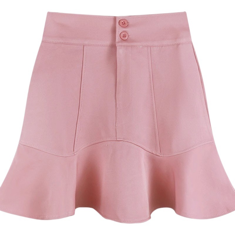 New Sweet Skirt 2024 Spring Pink All-match Hot Girl High Waist A- Line Skirt Korean-style Hip Fishtail Skirt