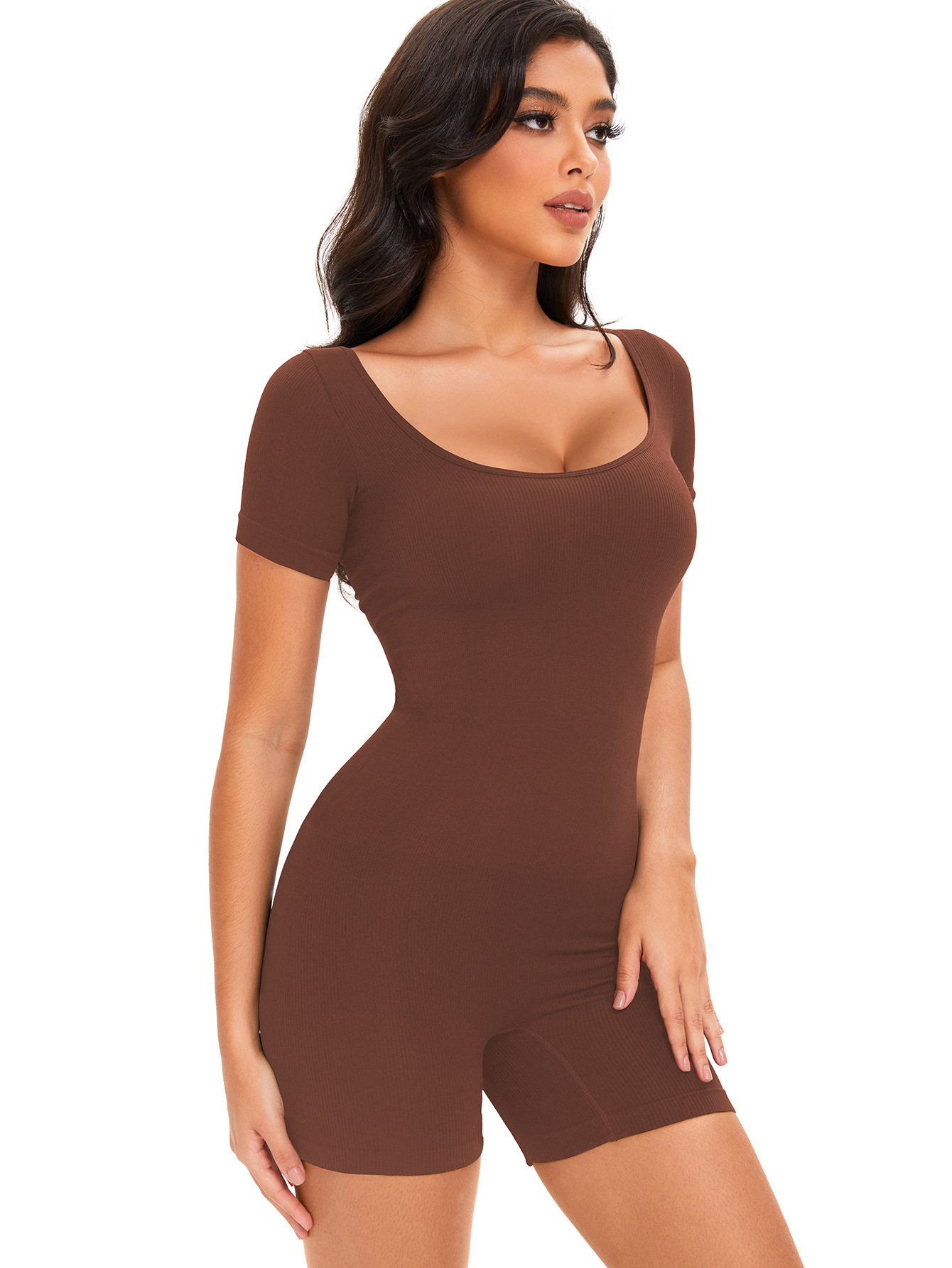 Picture of European and American Cross-border Short-sleeved Body Shaping Clothes Seamless Hip-lifting Belly Shaping Clothes Yoga Pants Flat-angle Base Body Shaping Clothes
