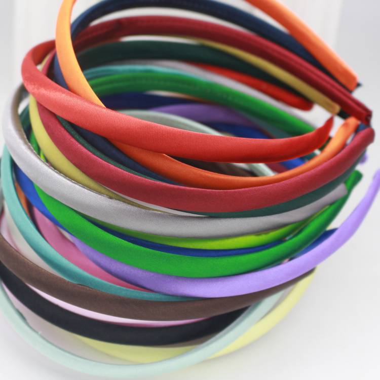 Picture of 10mm Candy-Colored Cloth-Wrapped Thickeneded Headband DIY Hairband Material Hair Accessories 1cm Satin Set Cloth Headband