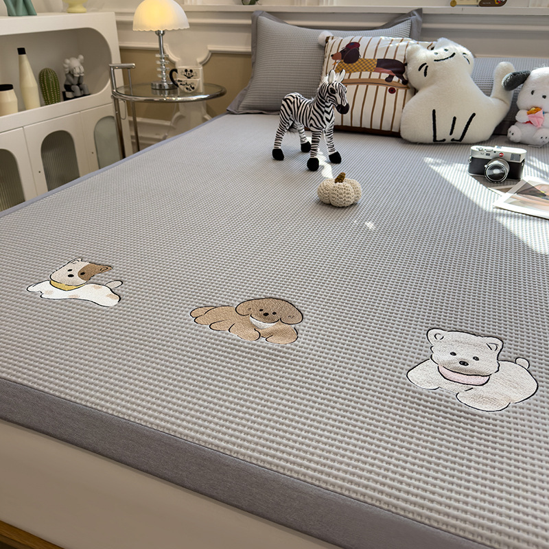 Picture of Category a Maternal and Infant Grade Waffle Ice Bean Mat Three-Piece Set Classy Ice Silk Mat Fitted Sheet Summer Air-Conditioned Soft Mat