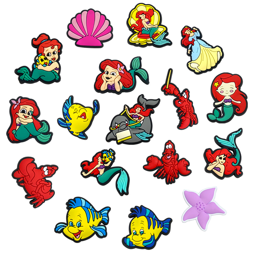 17 suit Mermaid Princess Series Hole Shoes Shoes Flower Accessories Garden Shoes Diy Accessories PVC Drop Plastic Shoe Buckle