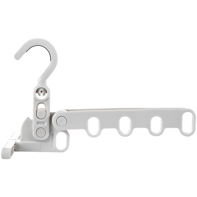 Folding clothes hanger thickened indoor multi-functional wall hanging travel plastic hanger wholesale business trip portable five-hole hanger