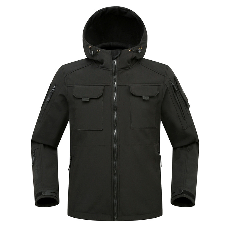 Picture of European-size Beetle Spring and Autumn Slim-fit Soft Shell Tactical Cycling Short Jacket Fleece Stretch Jacket Outdoor Cover Waterproof