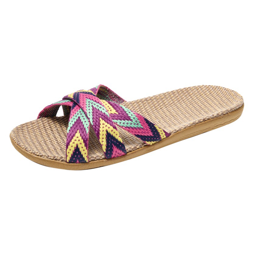 Summer New Slippers Linen Slippers Women's Home Breathable Home Couple Indoor Silent Lightweight Slippers Wholesale