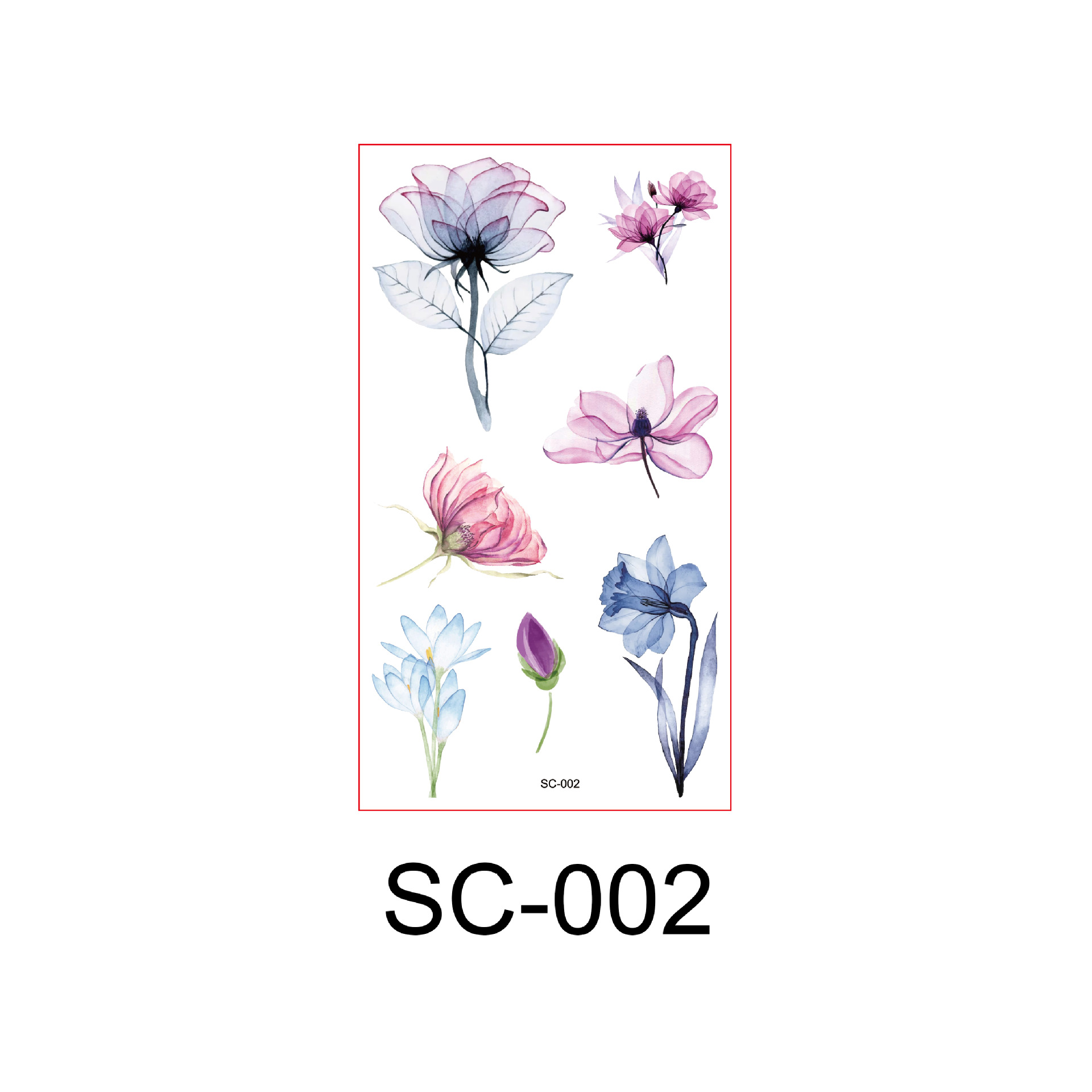 Picture of Watercolor Flower Small Fresh Antique Tattoo Sticker Hand Back Collarbone Chest Sexy Cover Scar Flower Arm Tattoo Sticker