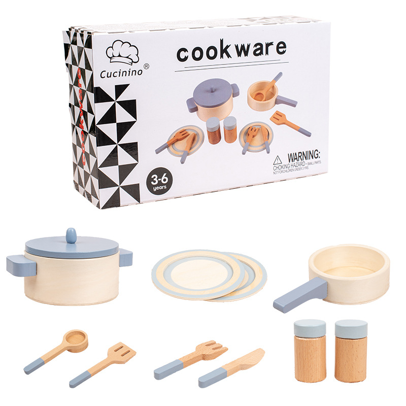 Picture of Cross-border New Products Wooden Children's Play-house Simulation Kitchen Toy Set Cooking Rice Cooking Kindergarten Interactive Toys