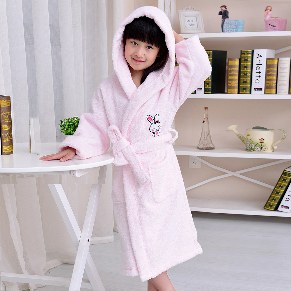 Hailiyuan Pure Cotton Children's Bathrobe Towel Material Thickened Soft Absorbent Baby's Bathrobe Children's Pajamas