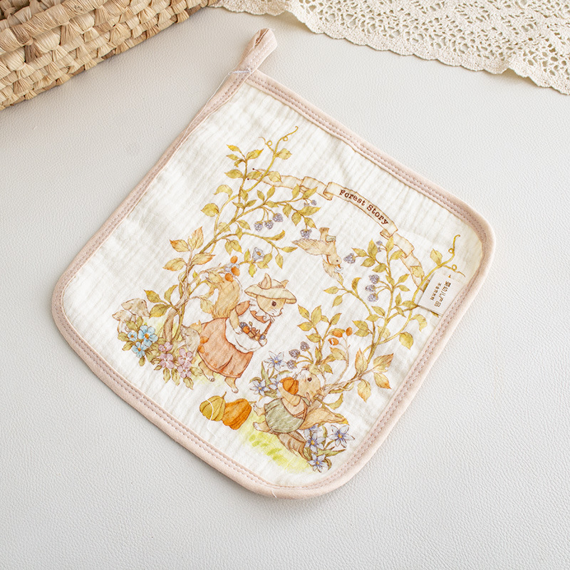 Picture of Class A baby saliva towel four layer cotton crepe square towel soft absorbent children's square towel kindergarten baby towel
