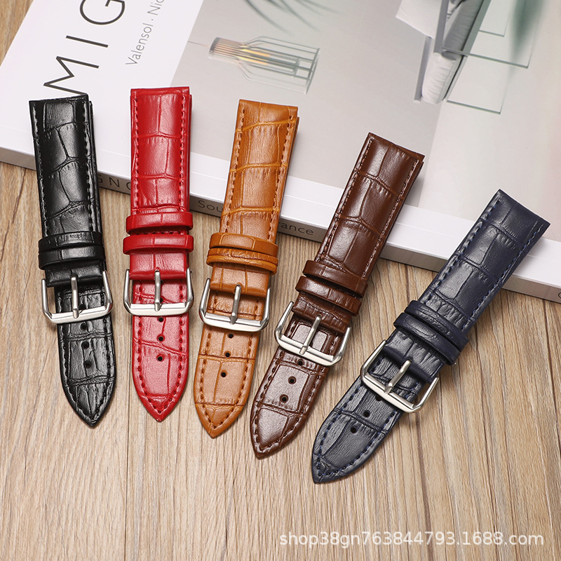 Picture of Factory Direct Sales Genuine Leather Watch Strap Crocodile Pattern Bamboo Pattern Pin Buckle Watch Strap Seven Colors Optional Suitable for Huawei Gt Samsung Apple