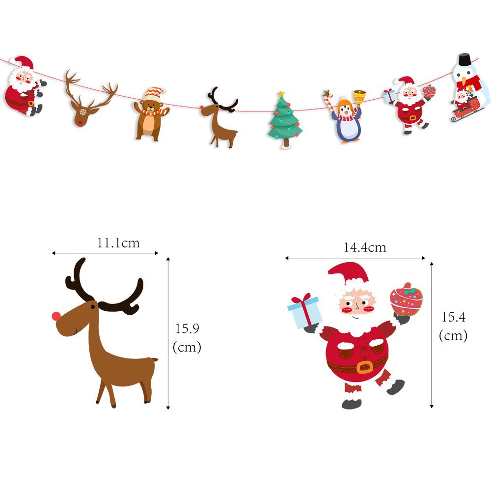 Picture of Christmas Decorations Christmas Pull Flag Hanging Flag Holiday Banner Party Decoration Paper Cartoon Christmas Pull Flower String Flag