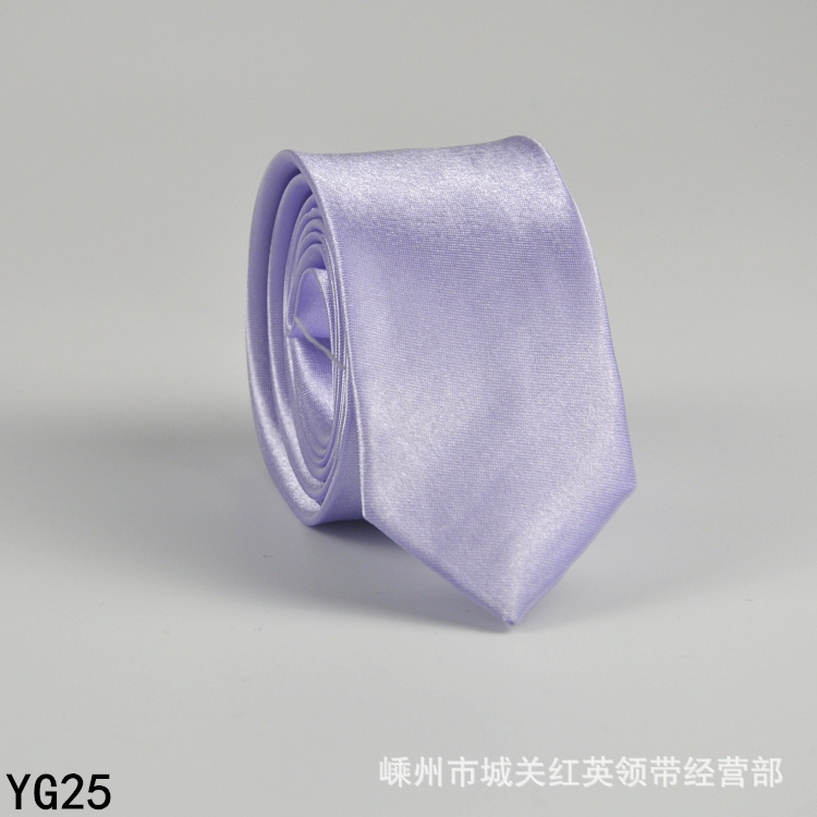 Picture of Solid color tie men's casual 5cm Korean style artificial silk narrow tie for workplace wedding business administrative wholesale