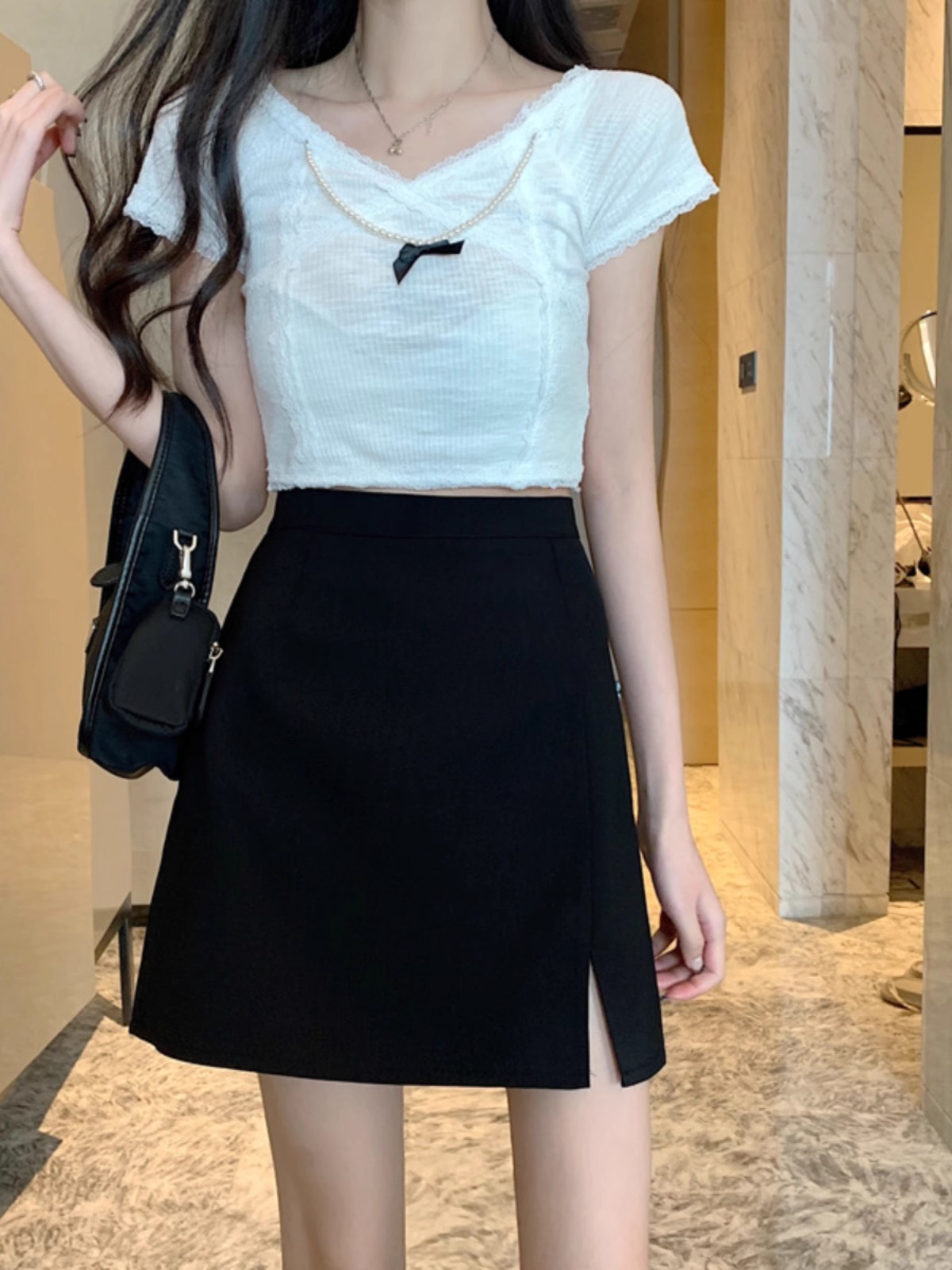 Skirt Women's 2025 Autumn New Temperament Hip Skirt High Waist Slim A- line Covering Skirt Split One-step Skirt