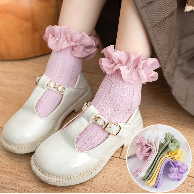 Picture of Girls Lace Socks Stylish Korean Style Children's Socks Trendy ins Fashion Lace Baby Princess Socks White Dance Socks