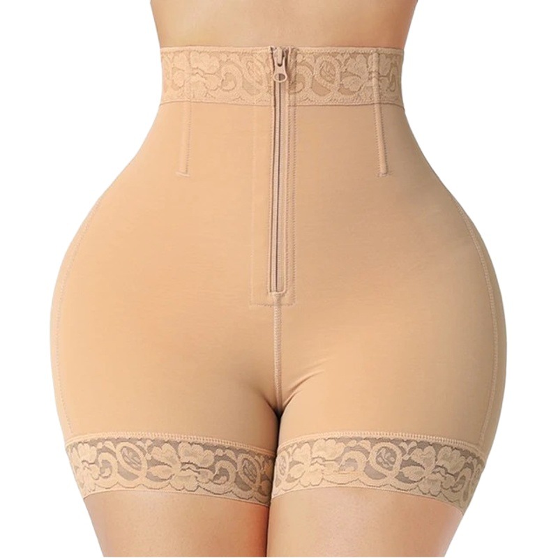 European and American zipper new hip shaping belly contracting hip lifting pants hip-exposed breathable hip shaping training hip shaping factory