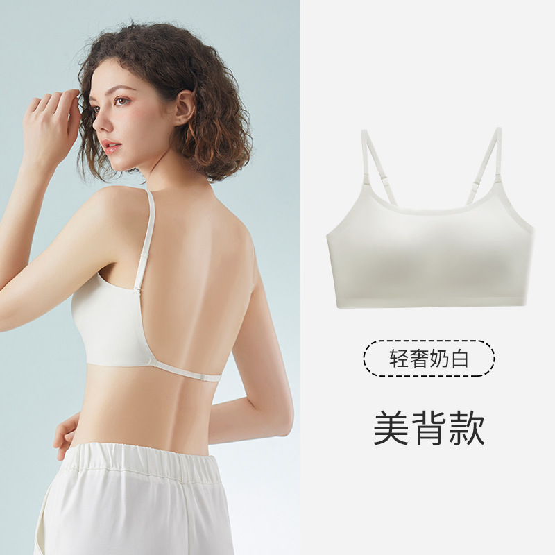 Picture of Japanese Style Underwear Women's Summer Ice Silk Traceless Strapless Strapless One-piece Inner Strap Chest Pad U-shaped Backless Thin Bra