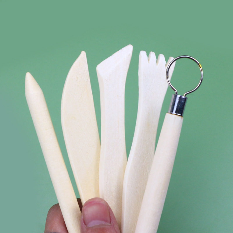Picture of Art supplies clay sculpture 5 piece set wooden pottery knife soft pottery sculpture knife pottery clay sculpture trimming tools wholesale