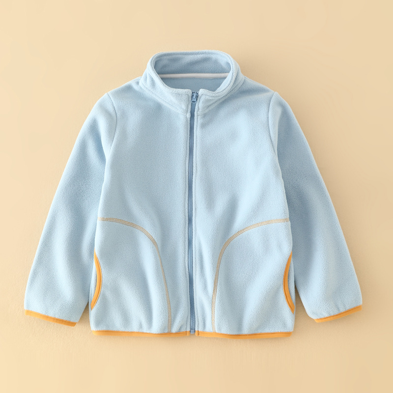 Picture of Autumn and Winter Girls' Coat Polar Fleece Boys' Warm Top All-match Middle-aged Children's Zipper Shirt Outerwear Children's Wear