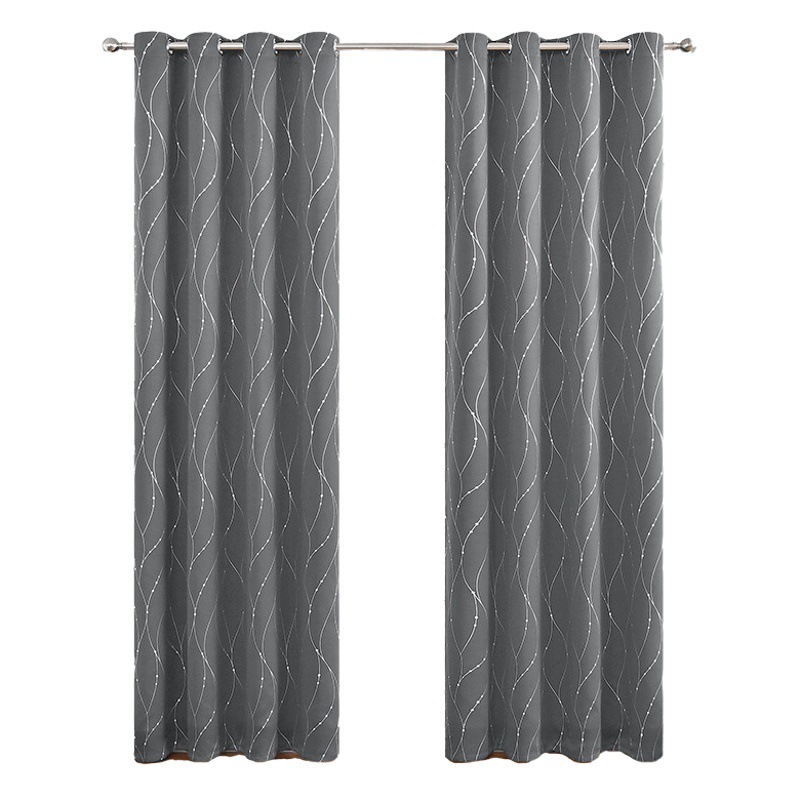 Modern minimalist home decoration living room bedroom high precision meteor hot silver full shading curtain finished wholesale curtain