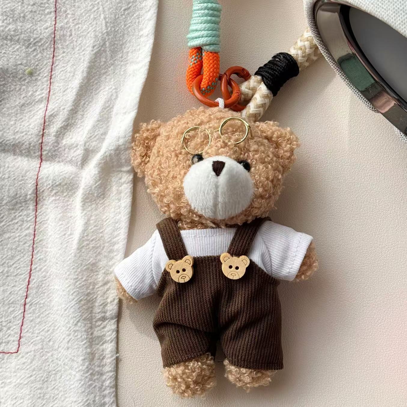 Picture of Cute Cartoon Bear Hanging Pendant Handmade Plush Keychain Doll Korean Style Strap Pants Original Bag Buckle New